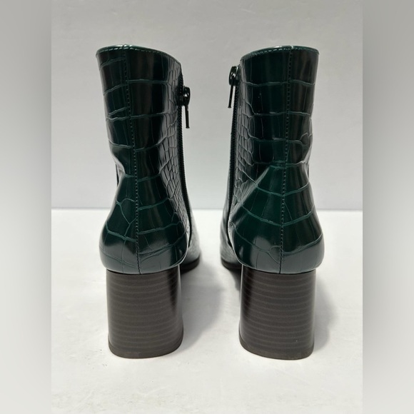 INC Womens Green Crocodile Comfort Dasha Square Toe Block Heel Booties 5 M - Picture 7 of 8
